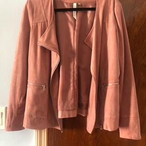 NYCollection Rose Petal Suede Moto Jacket Small